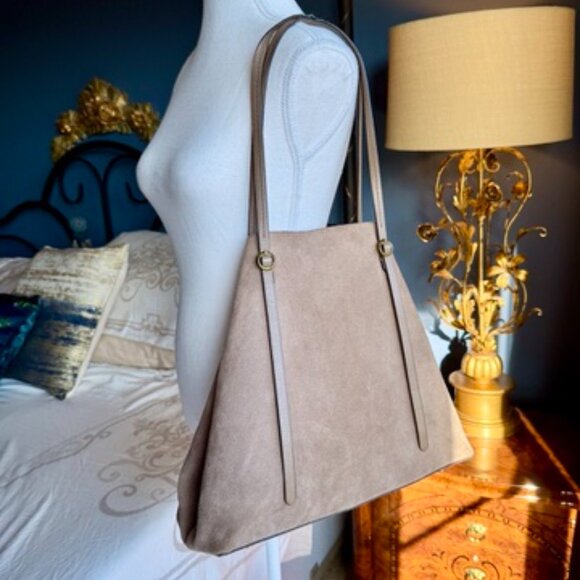 Ralph Lauren Lennox Tote in Greige Suede - Picture 1 of 16